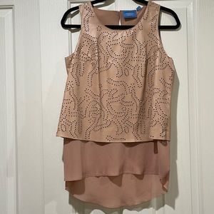 Small Simply Vera peach leather eyelet top with chiffon lining